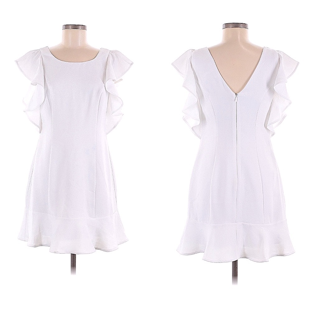 BCBGENERATION Elegant White Ruffle Dress size 8